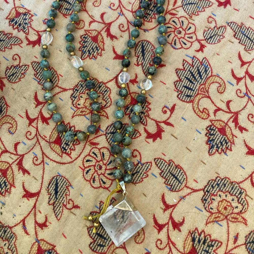 African Turquoise & Quartz Necklace
